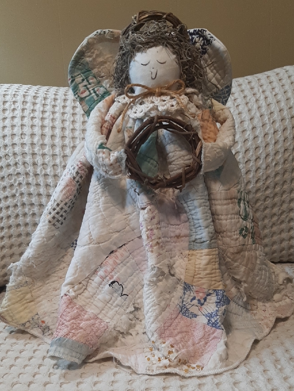 Handmade Angel Doll Quilted Body Farmhouse Vintage